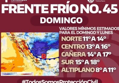 Alerta Protección Civil por ingreso de frente frío este fin de semana
