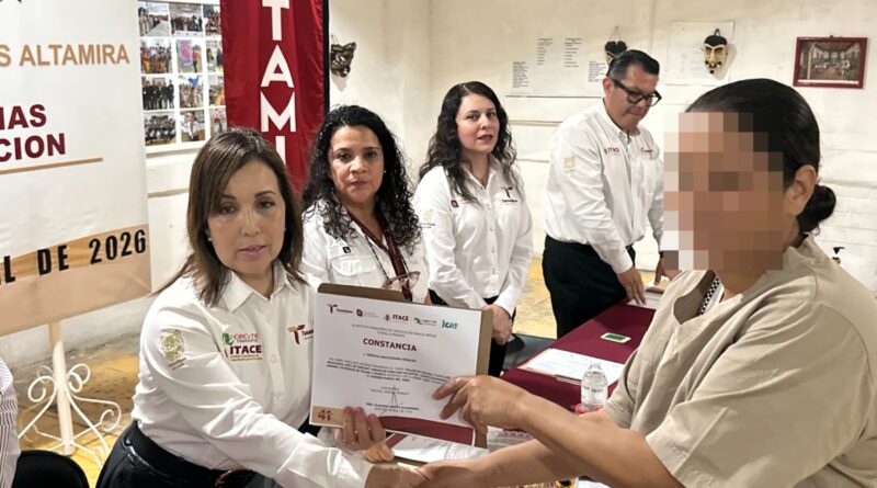 Entregan constancias de capacitación laboral a PPLs del CEDES Altamira