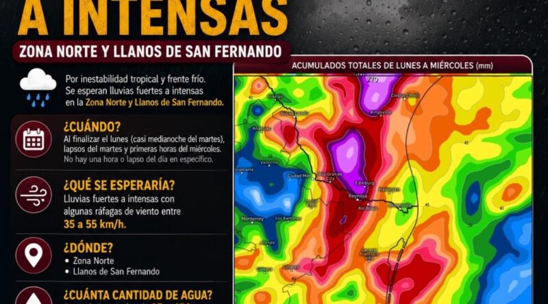 Exhorta Protección Civil a extremar precauciones ante pronóstico de lluvias intensas en Tamaulipas